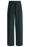 Hugo Boss Relaxed-fit Trousers In Crease-resistant Japanese Crepe In Light Green