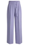 Hugo Boss Relaxed-fit Trousers In Crease-resistant Japanese Crepe In Purple