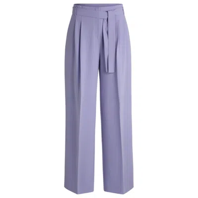 Hugo Boss Relaxed-fit Trousers In Crease-resistant Japanese Crepe In Medium Purple