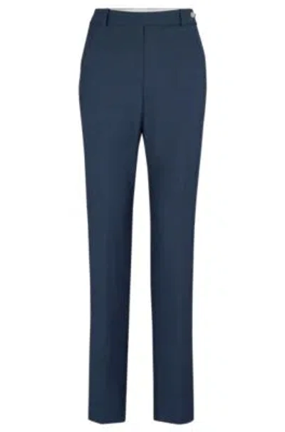 Hugo Boss Relaxed-fit Trousers In Denim-effect Wool Twill In Light Blue