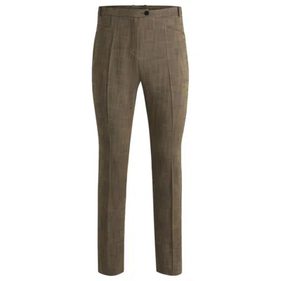 Hugo Boss Relaxed-fit Trousers In Melange Stretch Sharkskin Fabric In Multi