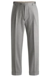 Hugo Boss Relaxed-fit Trousers In Micro-patterned Wool In Light Grey
