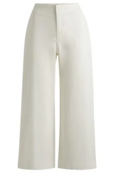 Hugo Boss Relaxed-fit Trousers In Stretch-cotton Twill In White
