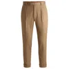 Hugo Boss Relaxed-fit Trousers In Stretch Fabric With Pleat Front In Beige