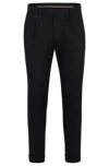 Hugo Boss Relaxed-fit Trousers In Stretch Fabric With Pleat Front In Black