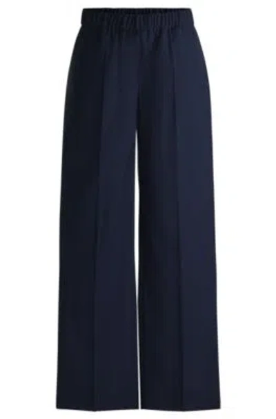 Hugo Boss Relaxed-fit Trousers In Wool In Dark Blue