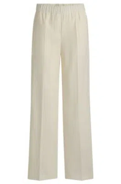 Hugo Boss Relaxed-fit Trousers In Wool In White