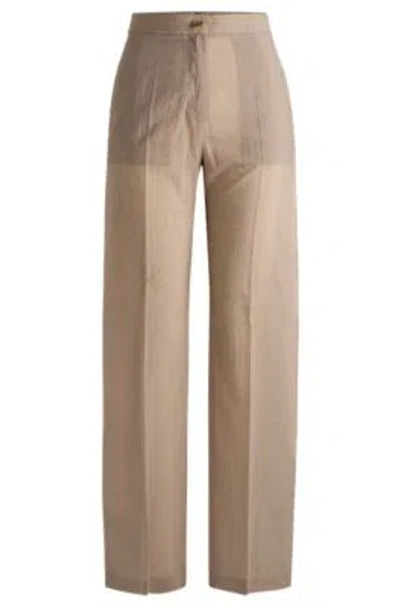 Hugo Boss Relaxed-fit Trousers In Light Beige