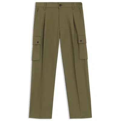 Hugo Boss Relaxed-fit Trousers With Cargo Styling In Green