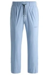Hugo Boss Relaxed-fit Trousers With Double-monogram Badge In Light Blue