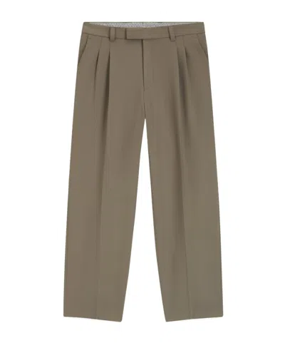 Hugo Boss Relaxed-fit Trousers With Double Pleat In Green