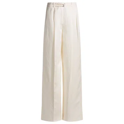 Hugo Boss Relaxed-fit Trousers With Wide Leg In White