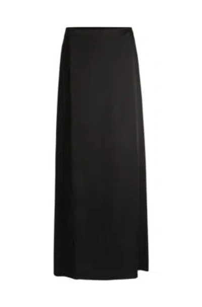Hugo Boss Relaxed-fit Trousers With Wrap Front In Lustrous Fabric In Black