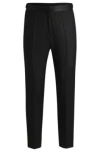 Hugo Boss Relaxed-fit Tuxedo Trousers In Wool With Silk Trims In Black