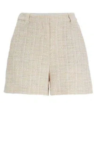 Hugo Boss Relaxed-fit Tweed Shorts With Belt Loops In Patterned
