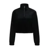 Hugo Boss Relaxed-fit Zip-neck Sweatshirt In Stretch Velvet In Black