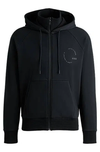 Hugo Boss Men's Saggy 1 Cotton Full Zip Hoodie Sweatshirt, Black