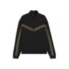 Hugo Boss Relaxed-fit Zip-up Sweatshirt With Chevron Tape In Black