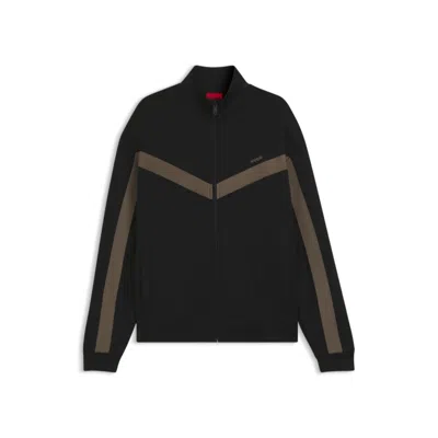 HUGO BOSS RELAXED-FIT ZIP-UP SWEATSHIRT WITH CHEVRON TAPE