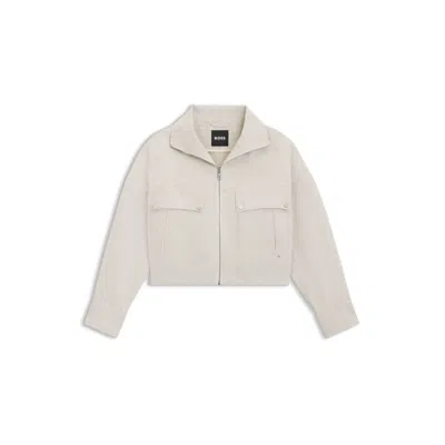 Hugo Boss Relaxed-fit Blazer In Cotton-linen Twill In Multi
