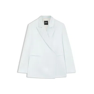 Hugo Boss Relaxed-fit Blazer In Soft Sateen In Blue