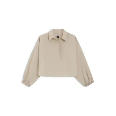 Hugo Boss Relaxed-fit Blouse In A Cotton Blend In Brown
