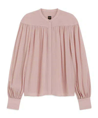 Hugo Boss Relaxed-fit Blouse In Crepe De Chine In Pink