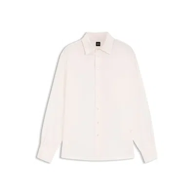 Hugo Boss Relaxed-fit Blouse With Chest Pocket In White