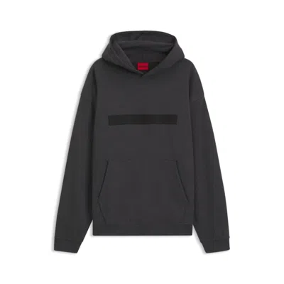 Hugo Boss Relaxed-fit Cotton Terry Hoodie With Wide-set Logo In Grey