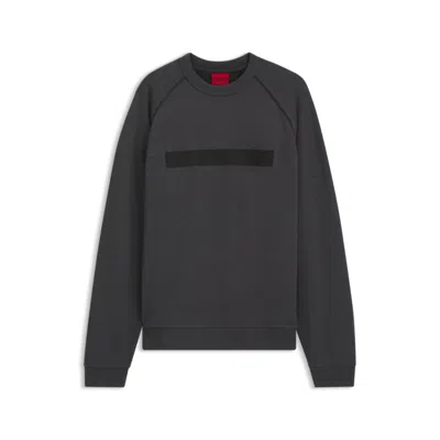 Hugo Boss Relaxed-fit Cotton-terry Sweatshirt With Wide-set Logo In Grey