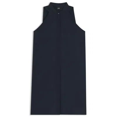 Hugo Boss Relaxed-fit Dress In Cotton Poplin In Blue