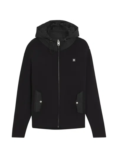 Hugo Boss Relaxed-fit Hooded Jacket With Branded Details In Black