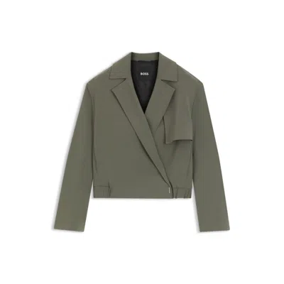Hugo Boss Relaxed-fit Jacket In Japanese Crepe In Gray