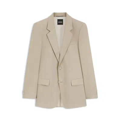 Hugo Boss Relaxed-fit Jacket In Twill In Nude