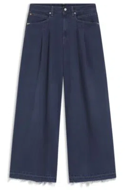 Hugo Boss Relaxed-fit Jeans With Wide Leg In Blue