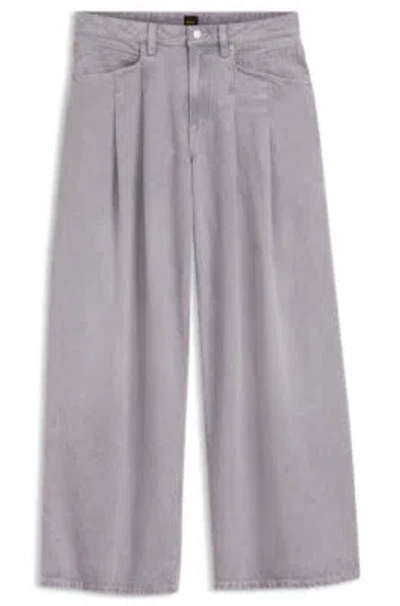 Hugo Boss Relaxed-fit Jeans With Wide Leg In Purple