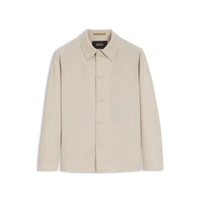 Hugo Boss Relaxed-fit Overshirt In Three-layer Fabric In Beige