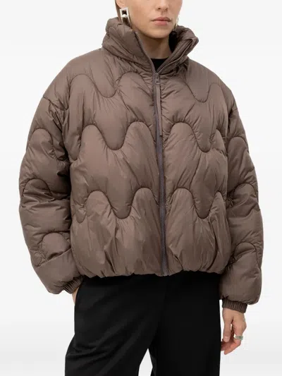 Hugo Boss Relaxed-fit Padded Jacket In Water-repellent Fabric In Brown