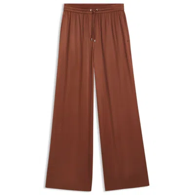 Hugo Boss Relaxed-fit Pants In Satin In Brown
