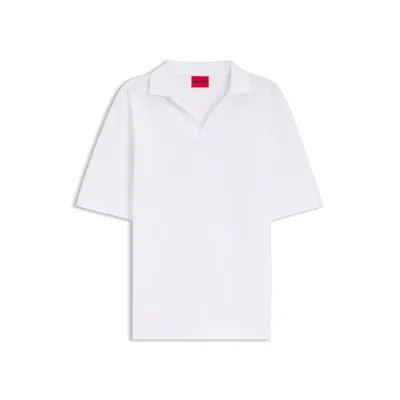 Hugo Boss Relaxed-fit Polo In Breathable Cotton In White