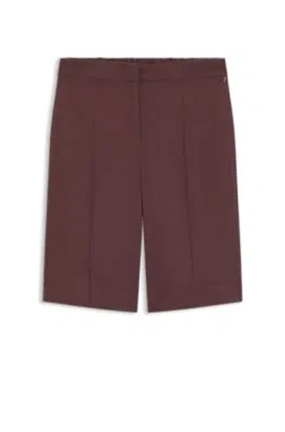 Hugo Boss Relaxed-fit Shorts In A Linen Blend In Brown