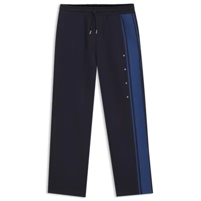 Hugo Boss Relaxed-fit Sweatpants In Cotton With Side Stripe In Blue