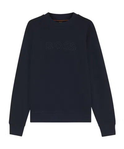 Hugo Boss Relaxed-fit Sweatshirt In Cotton Terry With Embroidered Logo In Gray