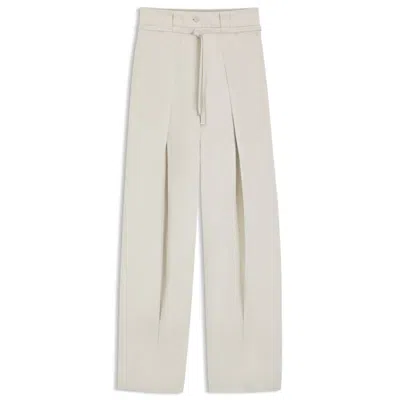 Hugo Boss Relaxed-fit Trousers In Cotton And Linen In Neutral