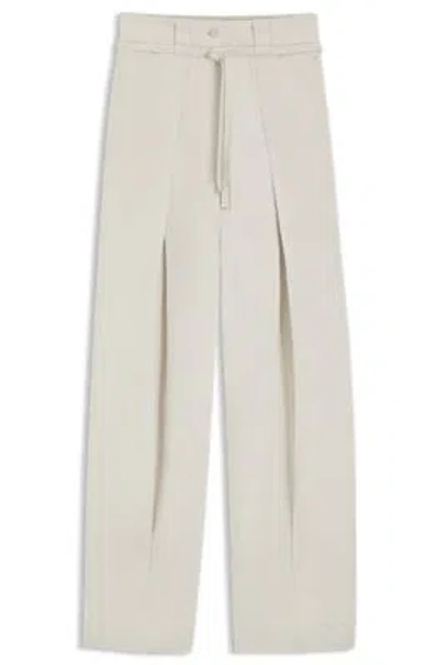 Hugo Boss Relaxed-fit Trousers In Cotton And Linen In Gray