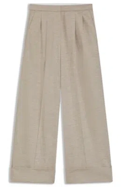 Hugo Boss Relaxed-fit Trousers In Virgin Wool In Neutral