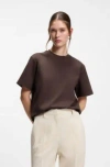 Hugo Boss Relaxed-fit T-shirt In Mercerized Cotton In Brown