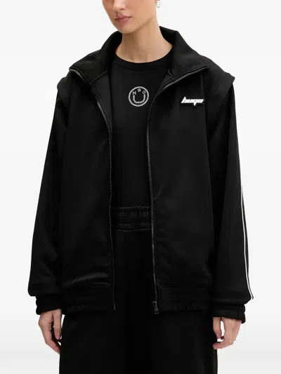 Hugo Boss Removable-sleeves Zip-up Sweatshirt In Black