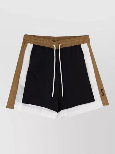 Hugo Boss Color-block Nylon Swim Shorts In Animal Print