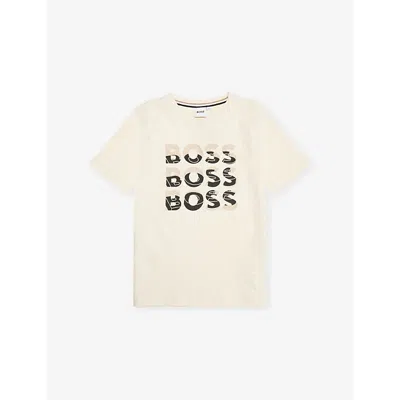 Hugo Boss Kids' Repeat Logo-print Cotton T-shirt 4-16 Years Sand
